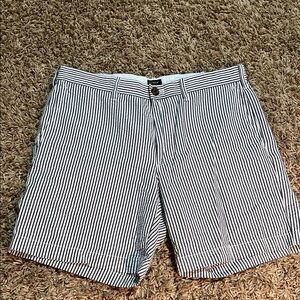 J. Crew Dark Gray and White Striped Men's Flat Front Shorts